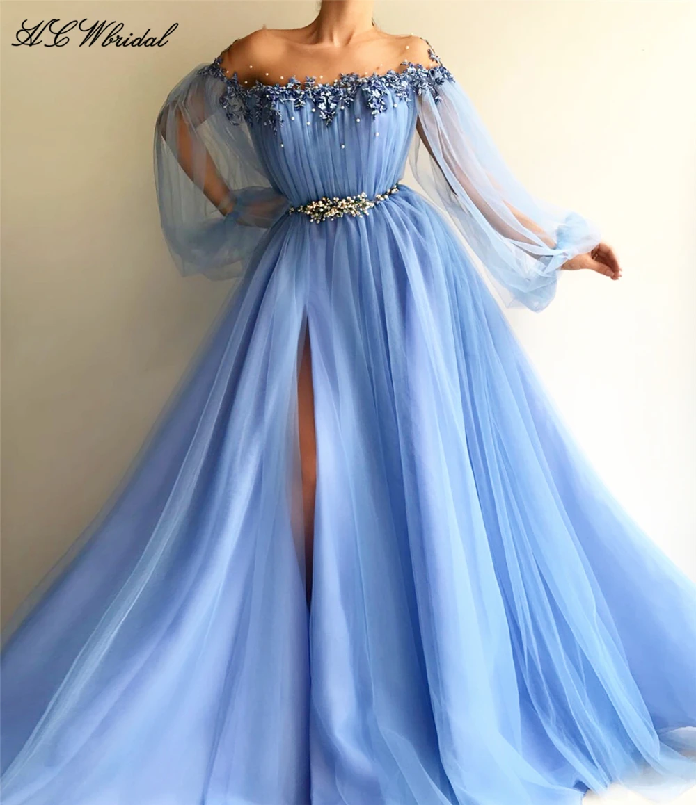 baby blue floor length dress