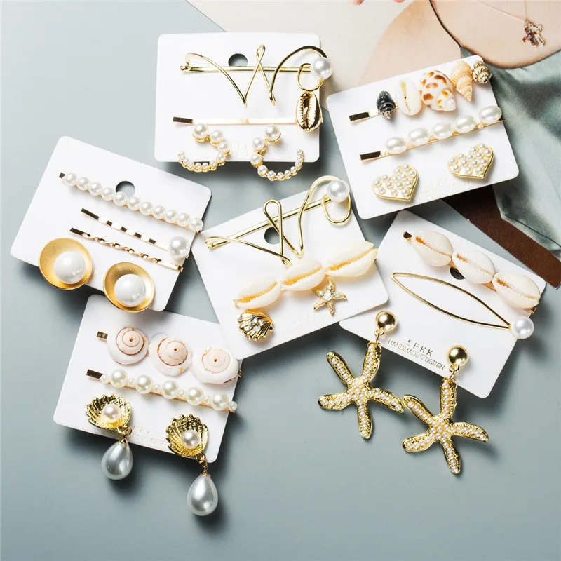 Trendy Shell Conch Imitation Pearl Hair Clips for Women Metal Gold Color Heart Starfish Hair Pins Bohemian Beach Hair Accessorie
Trendy Shell Conch Imitation Pearl Hair Clips for Women Metal Gold Color Heart Starfish Hair Pins Bohemian Beach Hair Accessorie