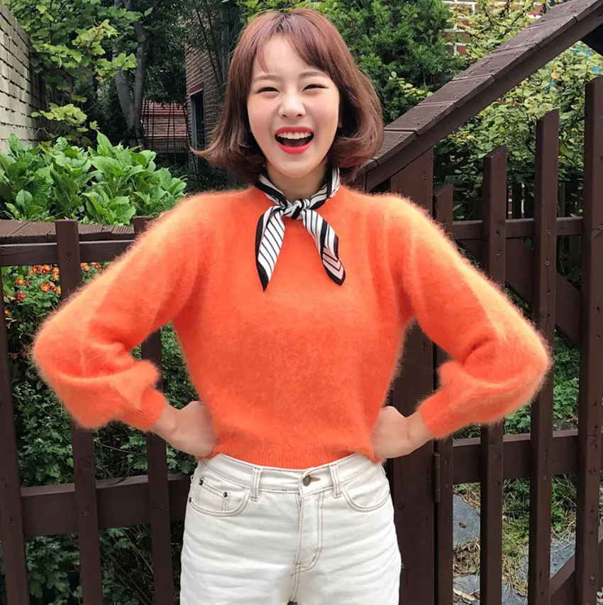 JSXDHK High Quality Fall Winter Women Mink Cashmere Sweater Fashion Chic Orange Knitted Warm Jumpers Loose Soft Thick Pullovers
JSXDHK High Quality Fall Winter Women Mink Cashmere Sweater Fashion Chic Orange Knitted Warm Jumpers Loose Soft Thick Pullovers