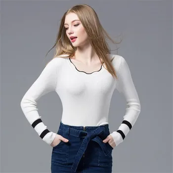 Winter Slim Basic Knitted Blouse Women Shirt 2019 Fashion Spring Long Sleeve Contrast Color White Shirt Blouse For Girls
Winter Slim Basic Knitted Blouse Women Shirt 2019 Fashion Spring Long Sleeve Contrast Color White Shirt Blouse For Girls