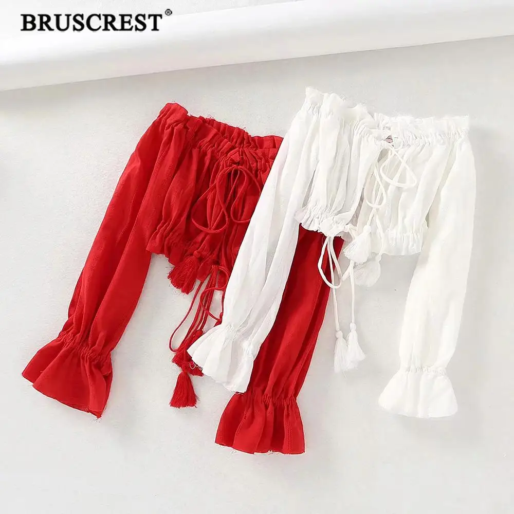 2019 Summer womens tops and blouses boho Vintage tassel Slash neck plus size women shirt Korean casual flare sleeve white blouse
2019 Summer womens tops and blouses boho Vintage tassel Slash neck plus size women shirt Korean casual flare sleeve white blouse