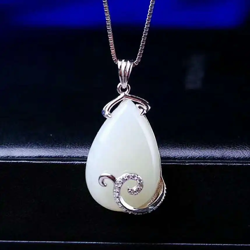 Hetian White Jade 925 Silver Pendant with a novel style and unique atmosphere h22# | Украшения и аксессуары