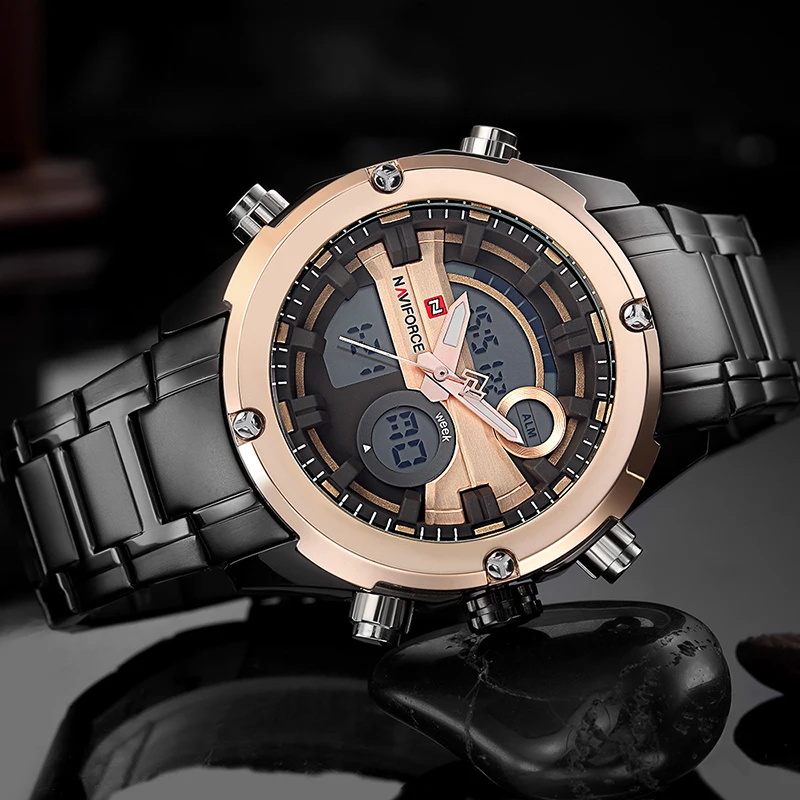 FASHION NAVIFORCE Mens Watches Sports Luxury Brand Man's Quartz Analog Clock Male Military Waterproof Full Steel Watch
FASHION NAVIFORCE Mens Watches Sports Luxury Brand Man's Quartz Analog Clock Male Military Waterproof Full Steel Watch