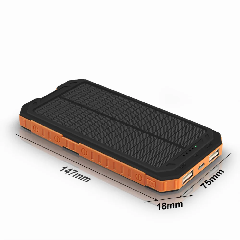 Power Bank 10000mAh Rechargeable External Battery 2.1A/5V LED light Solar Panel Charging Solar Power Bank
Power Bank 10000mAh Rechargeable External Battery 2.1A/5V LED light Solar Panel Charging Solar Power Bank