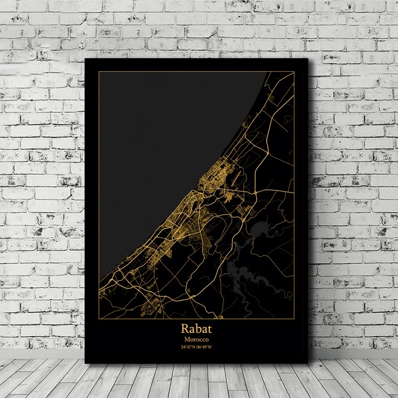 Rabat Casablanca Marrakesh Tangier Morocco Black and Gold City Map Poster Canvas Print Home Decor No Frame
Rabat Casablanca Marrakesh Tangier Morocco Black and Gold City Map Poster Canvas Print Home Decor No Frame