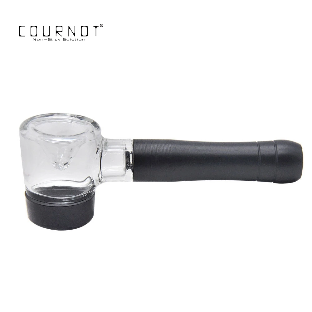 

COURNOT Aircraft Aluminum Smoking Pipe 150MM Glass Bowl Metal Tobacco Herb Pipe Glass Smoke Hand Spoon Pipes Accessories