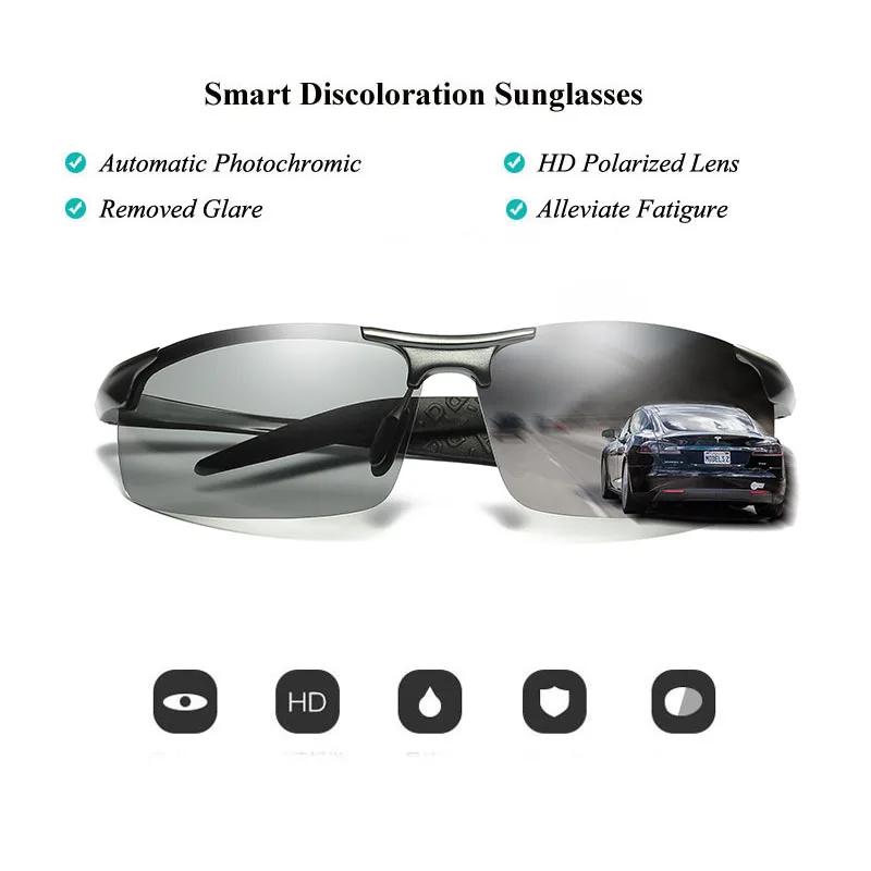Солнцезащитные очки AORON мужские фотохромные поляризационные в алюминиевой