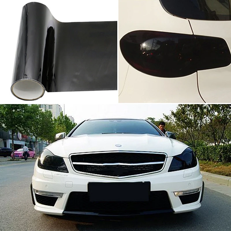 Top Quality Dark Smoke PVC Car Headlight Tint Film Taillight Tail Wrap Fog Light Sticker 30CM*100CM |