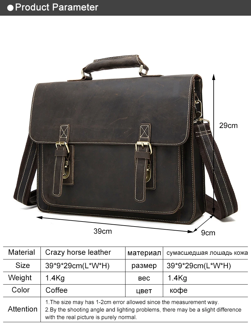 Business Men Briefcase Crazy Horse Genuine Leather Men Bag Handbags Totes Vintage laptop bag Male Shoulder bags 01 (1)