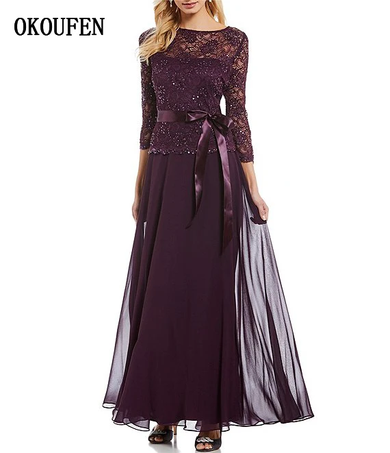 New Grape Mother of the Bride/Groom Dresses for Wedding 2019 Ankle Length Plus Size Sash 3/4 Sleeves vestido de madrinha farsali
New Grape Mother of the Bride/Groom Dresses for Wedding 2019 Ankle Length Plus Size Sash 3/4 Sleeves vestido de madrinha farsali