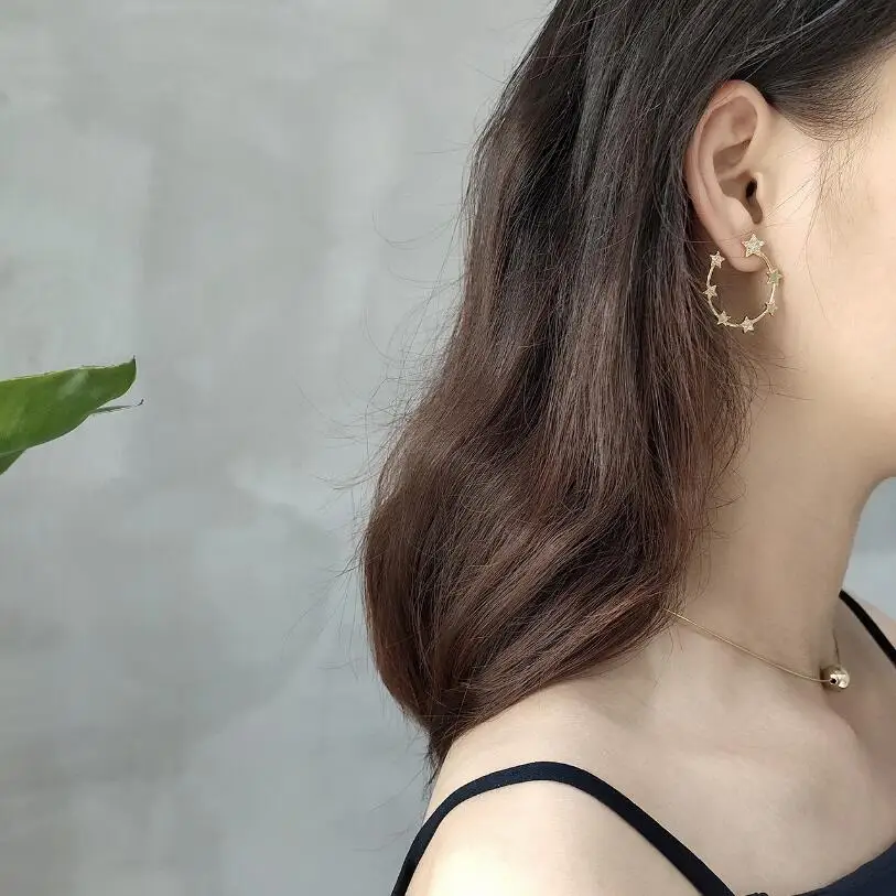 New 925 Sterling Silver Round Hoop Earrings Women Jewelry Geometric Circle Earring Female cz Zircon Star Earrings Bijoux
New 925 Sterling Silver Round Hoop Earrings Women Jewelry Geometric Circle Earring Female cz Zircon Star Earrings Bijoux