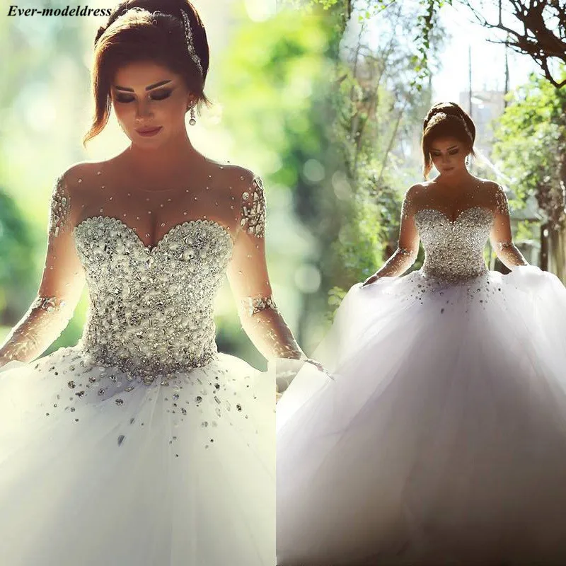 Luxury Saudi Arabic Ball Gown Wedding Dresses Illusion Beaded Crystals Sequined Dubai Bridal Gowns Vestido De Noiva Princesa
Luxury Saudi Arabic Ball Gown Wedding Dresses Illusion Beaded Crystals Sequined Dubai Bridal Gowns Vestido De Noiva Princesa