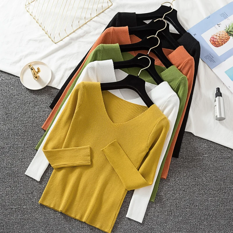 Autumn Winter V Neck Sweaters Women Pullover Soft Sweater Vintage Jumper Knitted Basic Tops Slim Full Sleeve Trui Dames
Autumn Winter V Neck Sweaters Women Pullover Soft Sweater Vintage Jumper Knitted Basic Tops Slim Full Sleeve Trui Dames
