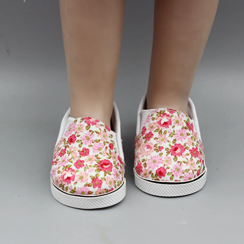 Baby Doll Cool Fashion Canvas Flower Shoes For 18 Inch Girl Dolls Accessories Shoes& Boy Dolls Spring Canvas Shoes (15)