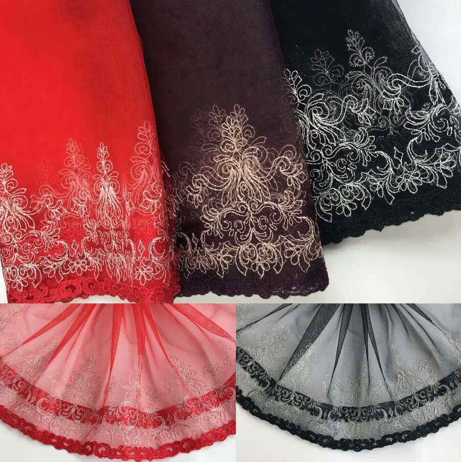 6M/lot 20cm red/black brown mesh unilateral embroidery flower lace Hanfu/dress/dance skirt/ clothing accessories SC537
6M/lot 20cm red/black brown mesh unilateral embroidery flower lace Hanfu/dress/dance skirt/ clothing accessories SC537