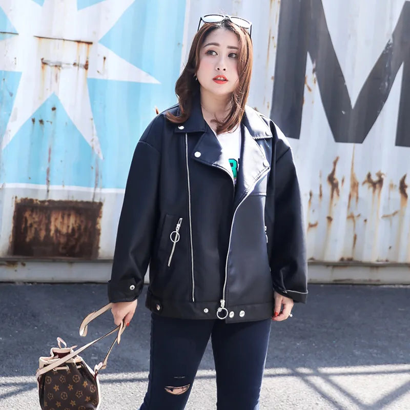 Korean Style Casual Loose Full Sleeve Black Plus Size XL-3XL Women Biker Jackets 2019 Spring Winter New Top Selling Lady Coats
Korean Style Casual Loose Full Sleeve Black Plus Size XL-3XL Women Biker Jackets 2019 Spring Winter New Top Selling Lady Coats