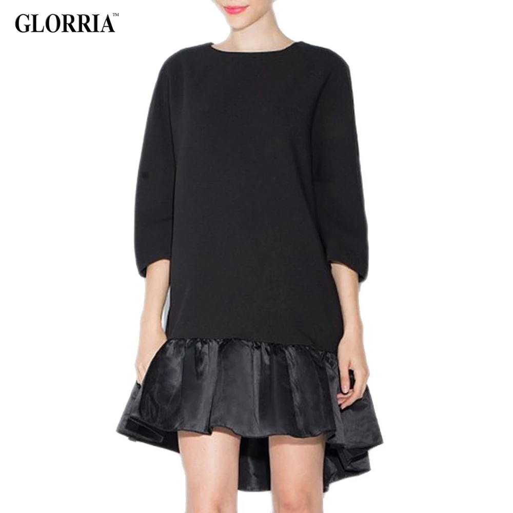 Glorria New Women Girls Long Loose Black Blouses P...