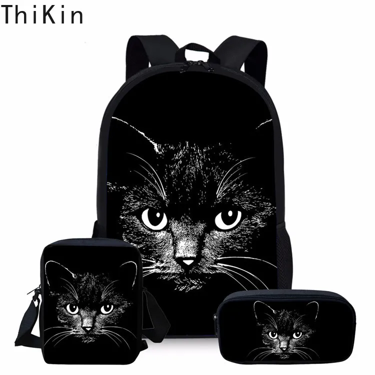 THIKIN School Backpack for Teenage Girls 3PCS/SET Black Cat Print Kids Bagpack Preppy Children Cute Student Book Bags Rucksack
THIKIN School Backpack for Teenage Girls 3PCS/SET Black Cat Print Kids Bagpack Preppy Children Cute Student Book Bags Rucksack