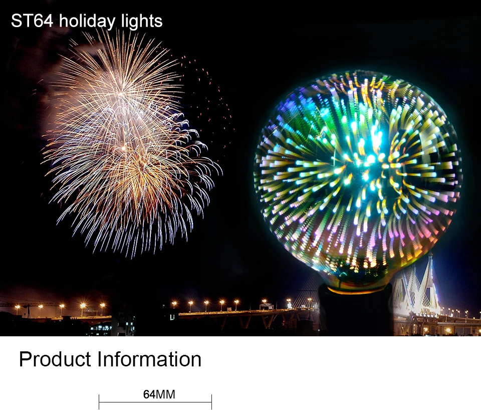 E27 LED Edison Bulb 220V 110V ST64 G95 Holiday Christmas Decoration Bar Silver Lamp Glass Bombilla Wedding Ampoule Retro Vintage 01