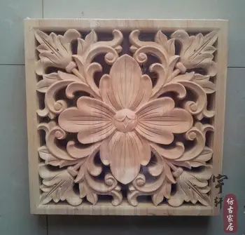 

Dongyang wood carving applique corner flower corbel motif fashion applique wood square applique flower furniture flower carved