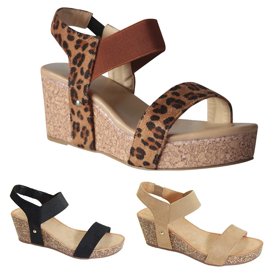 Women wedges sandal summer Open Toe Ankle Elastic Band Leopard leather Beach Sandals Roman comfy height heels Shoes talon femme
Women wedges sandal summer Open Toe Ankle Elastic Band Leopard leather Beach Sandals Roman comfy height heels Shoes talon femme