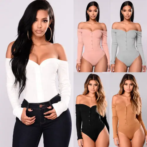 2018 New Fashion Hot Sexy Womens Off Shoulder Long Sleeve Deep V Neck Button Bardot Bodysuit Leotard Top Plain Stretch
2018 New Fashion Hot Sexy Womens Off Shoulder Long Sleeve Deep V Neck Button Bardot Bodysuit Leotard Top Plain Stretch