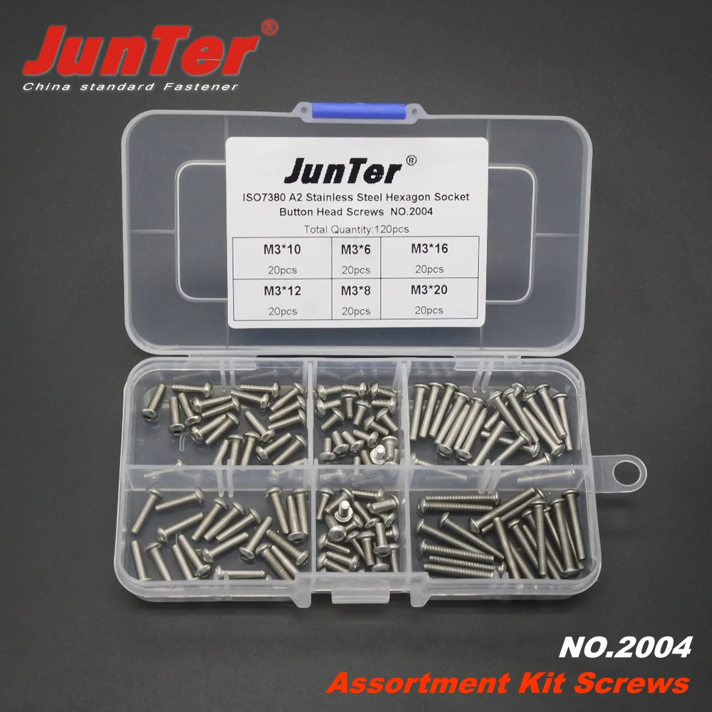 120pcs M3 (3mm) A2 Stainless Steel ISO7380 Button Head Allen Bolts Hexagon Socket Screws Assortment Kit NO.2004
120pcs M3 (3mm) A2 Stainless Steel ISO7380 Button Head Allen Bolts Hexagon Socket Screws Assortment Kit NO.2004