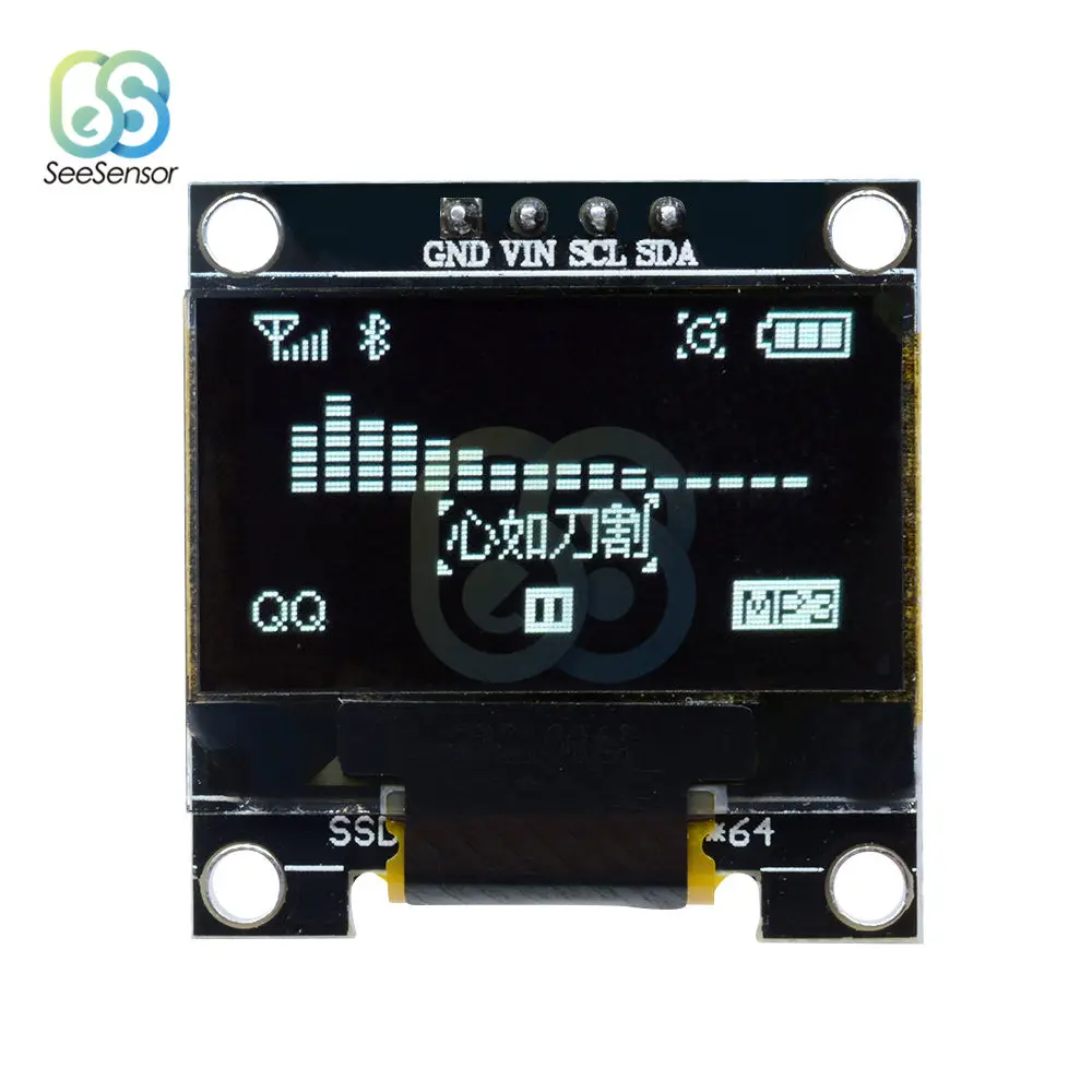 4 контактный 0 96 дюйма 96x64 Белый светодиодный ЖК модуль для Arduino 12864 I2C IIC Serial плата с