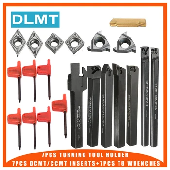 7pcs CNC Lathe Turning Tool Holder Grooved arbor +7pcs DCMT/CCMT Carbide Inserts +7pcs T8 Wrenches
7pcs CNC Lathe Turning Tool Holder Grooved arbor +7pcs DCMT/CCMT Carbide Inserts +7pcs T8 Wrenches