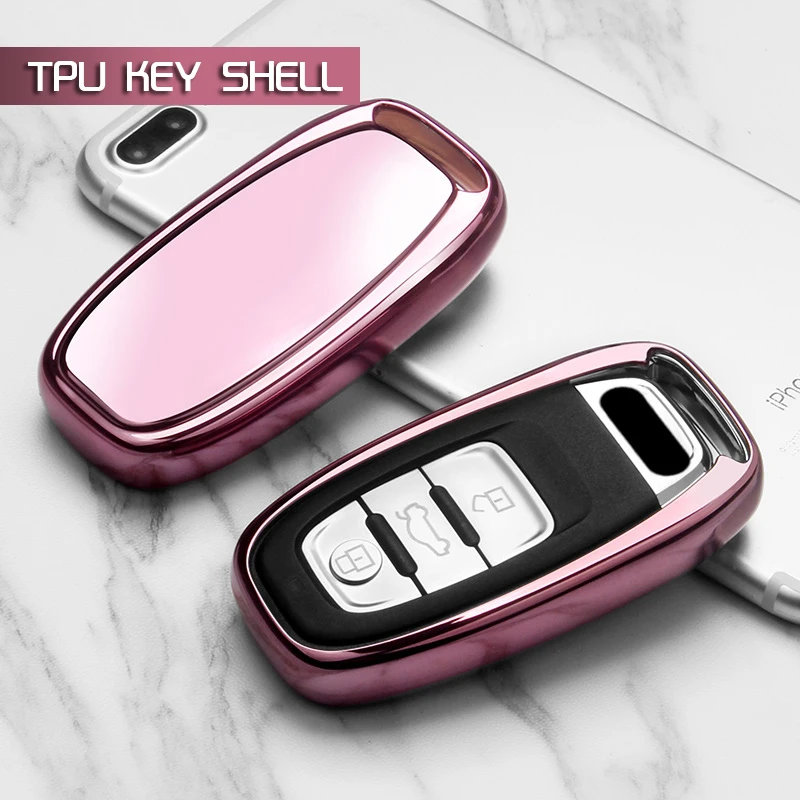 Pink key Case Shell Cover TPU Smart Soft Protective for Audi A3 A4 A5 S4 S5 Q3 Q5 Quattro | Автомобили и мотоциклы
