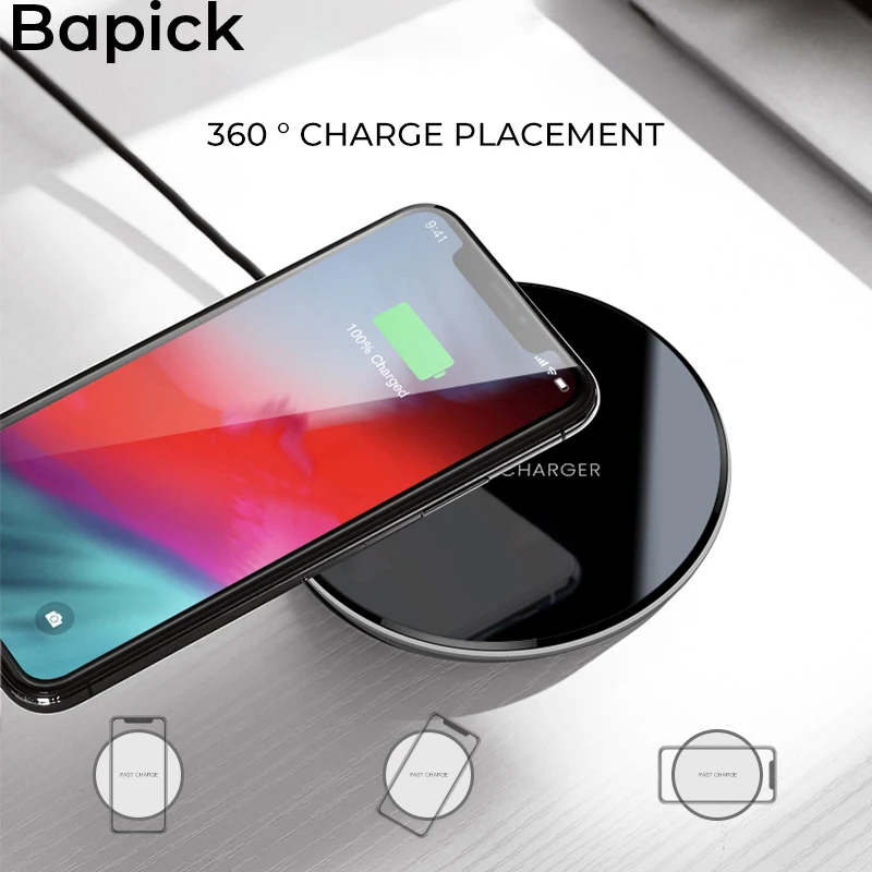 Bapick Qi 5 Вт Беспроводное зарядное устройство для iPhone X XR XS 8 plus samsung Galaxy S8 S9 S10 Plus Xiaomi