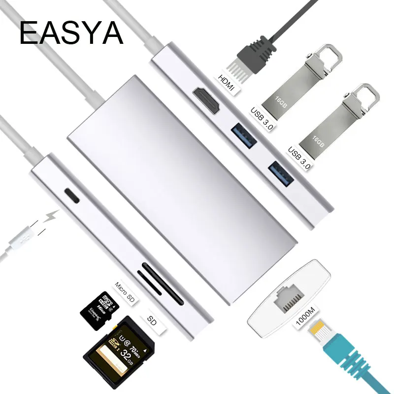 Mosible USB C Hub to HDMI 4K Rj45 1000Mbps Adapter Thunderbolt 3 USB-C Dock with PD SD/TF Card Reader for Macbook Pro Type-C
Mosible USB C Hub to HDMI 4K Rj45 1000Mbps Adapter Thunderbolt 3 USB-C Dock with PD SD/TF Card Reader for Macbook Pro Type-C