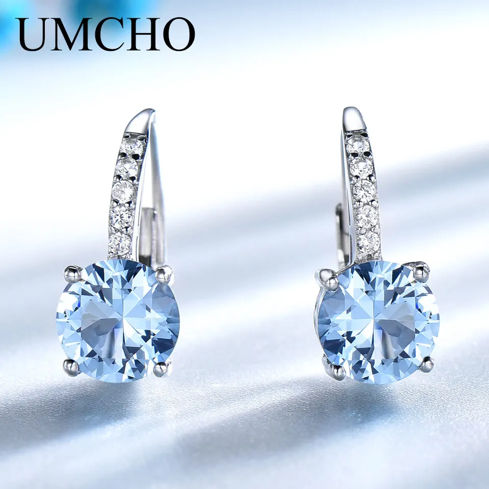 UMCHO Real 925 Sterling Silver Clip Earrings For Women Gemstone Sky Blue Topaz Female Earrings Round Wedding Valentine's Jewelry
UMCHO Real 925 Sterling Silver Clip Earrings For Women Gemstone Sky Blue Topaz Female Earrings Round Wedding Valentine's Jewelry