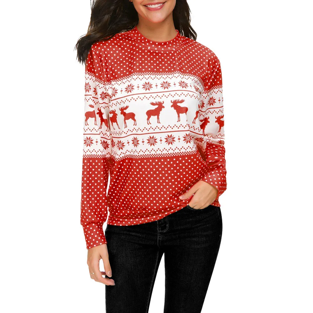 Women Christmas Print Round Neck Sweatshirts Long Sleeve Casual Shirt Blouse Tops Sweatshirt ladies streetwear Pullover
Women Christmas Print Round Neck Sweatshirts Long Sleeve Casual Shirt Blouse Tops Sweatshirt ladies streetwear Pullover