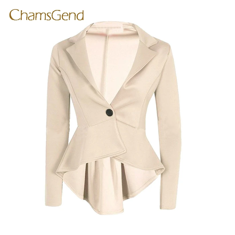 Formal Suit Chamsgend HOT Women Peplum Blazer Turn Down Collar Long Sleeve Single Button Slim Coat 70920
Formal Suit Chamsgend HOT Women Peplum Blazer Turn Down Collar Long Sleeve Single Button Slim Coat 70920