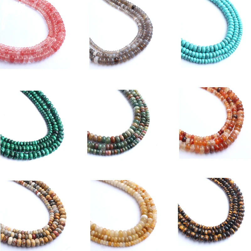 

Wholesale Rondelle Spacer Loose Beads For Jewelry Making Natural Stone Beads DIY Necklace Bracelet Pick Size 6 8 10 mm 15 Inches
