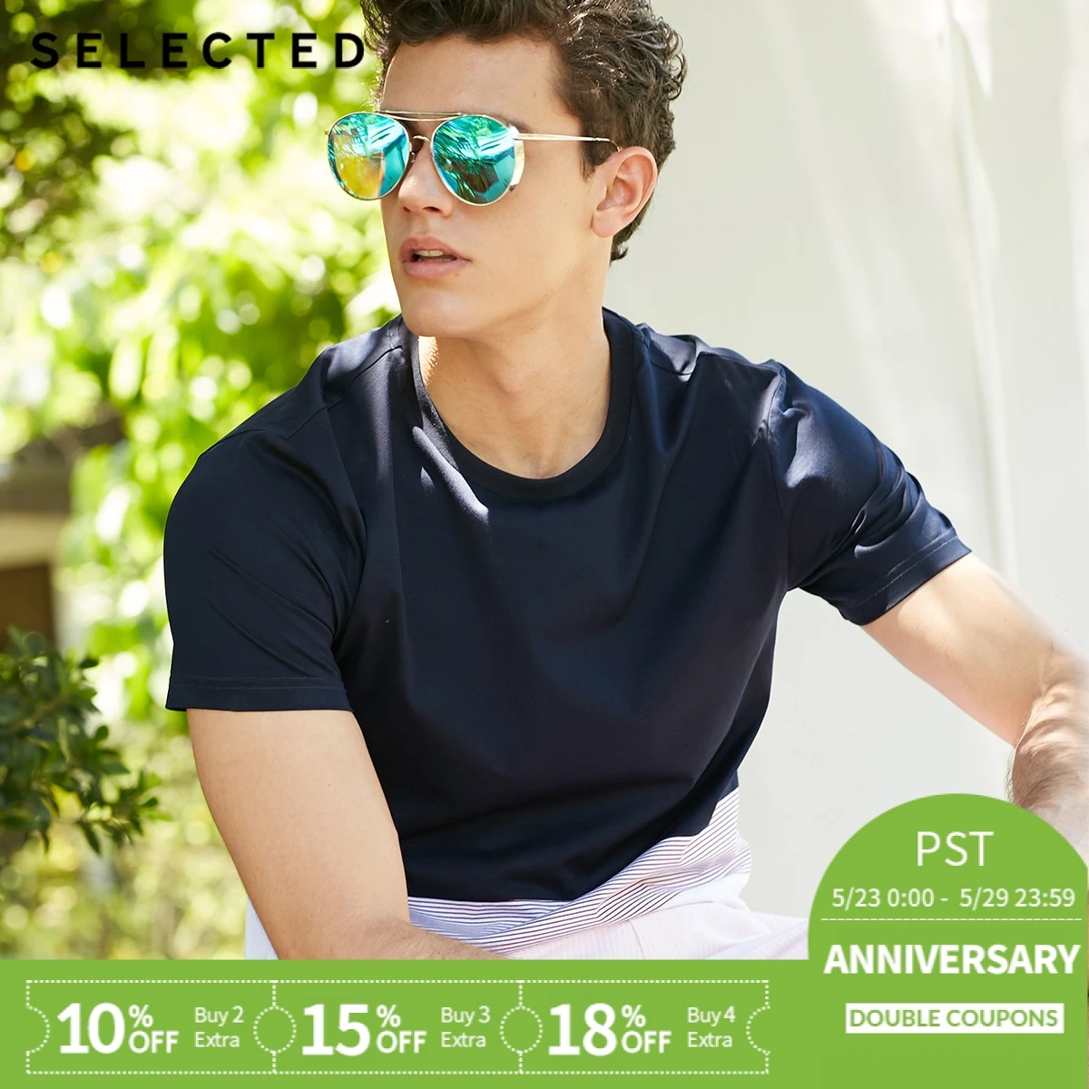 SELECTED Mercerized cotton splicing business leisure T shirt S|4182T4553 
SELECTED Mercerized cotton splicing business leisure T shirt S|4182T4553