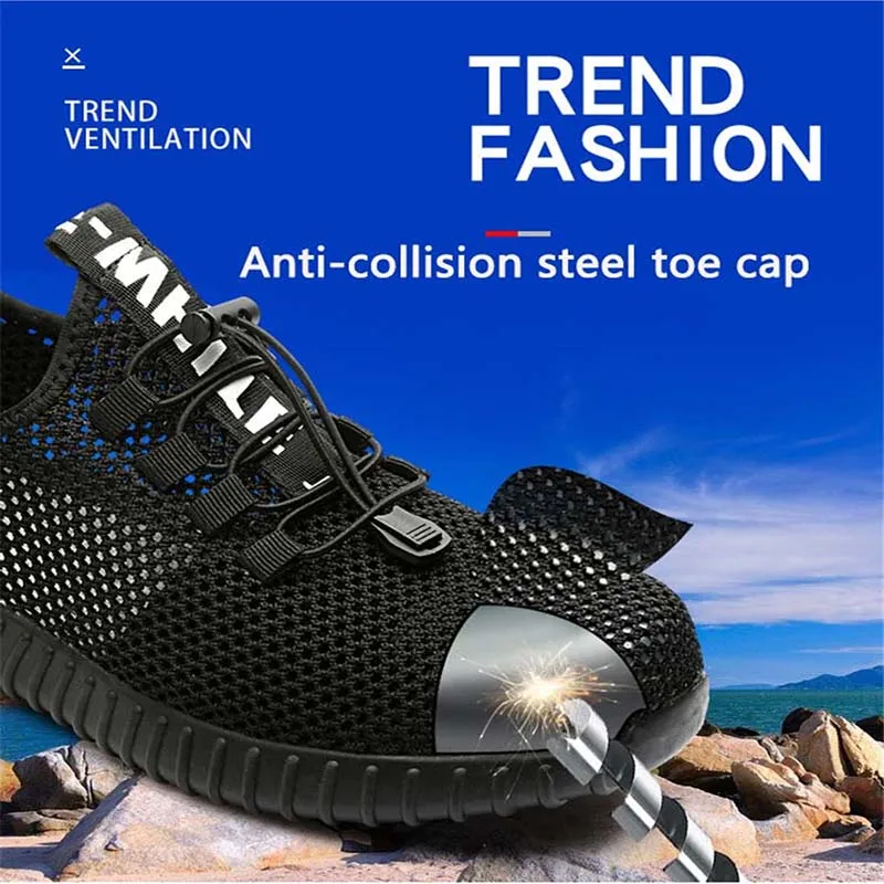Safety Shoes Comprehensive Sports Training Steel Toe Lightweight Anti-smashing Work Sneakers breathable wear-resisting | Спорт и