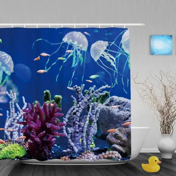 Beautiful Jellyfish Bathroom Curtain Medusa In The Neon Light With Fishes Shower Curtains Waterproof Polyester Fabric With Hooks
Beautiful Jellyfish Bathroom Curtain Medusa In The Neon Light With Fishes Shower Curtains Waterproof Polyester Fabric With Hooks