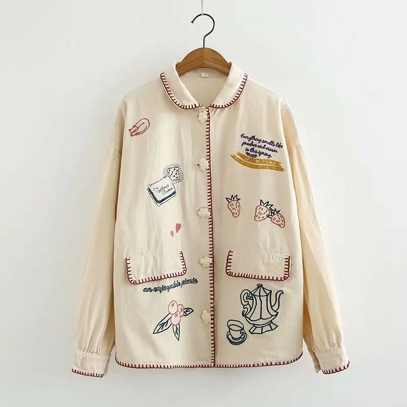 Cartoon Graffiti Embroidered Cotton Single Breasted Lapel Cute Jacket Spring Girl
Cartoon Graffiti Embroidered Cotton Single Breasted Lapel Cute Jacket Spring Girl