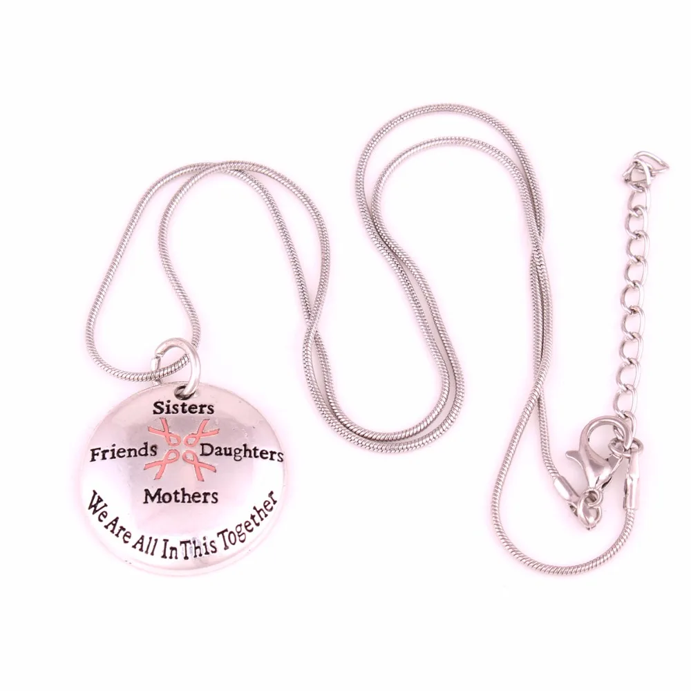 2D Breast Cancer Awareness Pink Ribbon Sisters Friends Daughters Mothers We Are In This Together Charms 18" Snake Chain Necklace
2D Breast Cancer Awareness Pink Ribbon Sisters Friends Daughters Mothers We Are In This Together Charms 18" Snake Chain Necklace