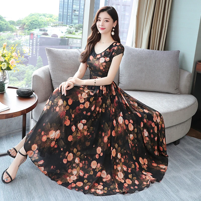 Elegant Chiffon Dress Women Summer Short Sleeve Floral Print Boho Dress Slim Beach Party Dresses Vestidos Plus Size 3XL
Elegant Chiffon Dress Women Summer Short Sleeve Floral Print Boho Dress Slim Beach Party Dresses Vestidos Plus Size 3XL
