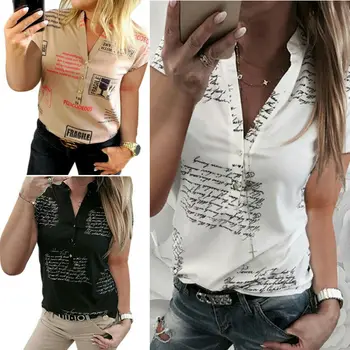 New Women Ladies Fashion Casual Shirt Short Sleeve V Neck Print Loose Button Shirt Office Ladies Chic Shirt
New Women Ladies Fashion Casual Shirt Short Sleeve V Neck Print Loose Button Shirt Office Ladies Chic Shirt