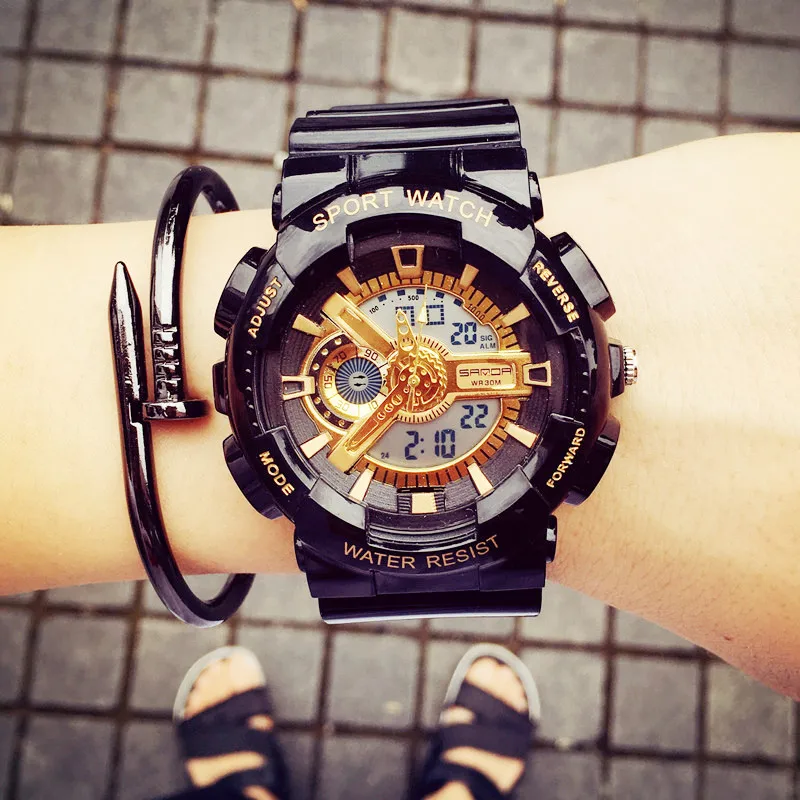 Sanda New Fashion Sport Style Digital Watch Men Military Waterproof Date Resin Led Army Sports Watches Mens Relogio Masculino 
Sanda New Fashion Sport Style Digital Watch Men Military Waterproof Date Resin Led Army Sports Watches Mens Relogio Masculino