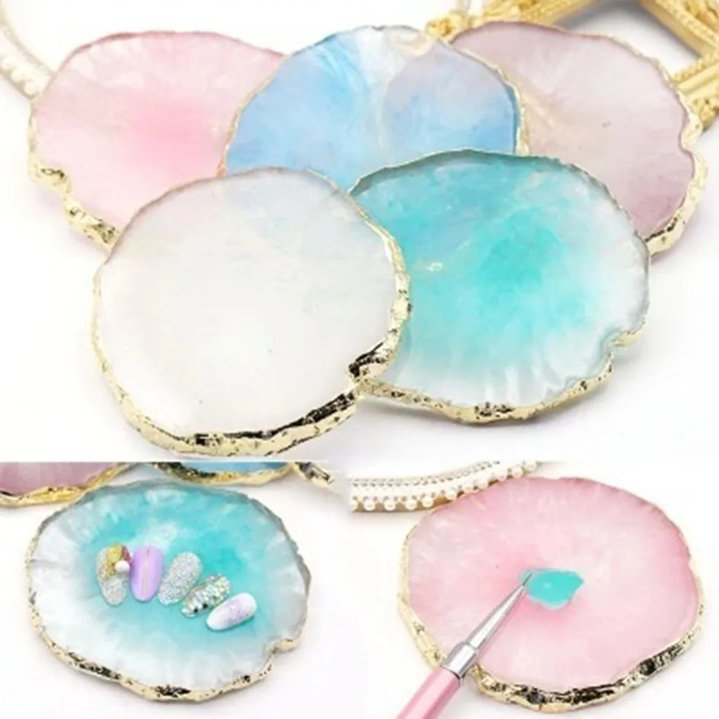 MagiDeal PartyDecor Store-4x Resin Imitation agate nail art Palette drink coaster cup mat ornaments