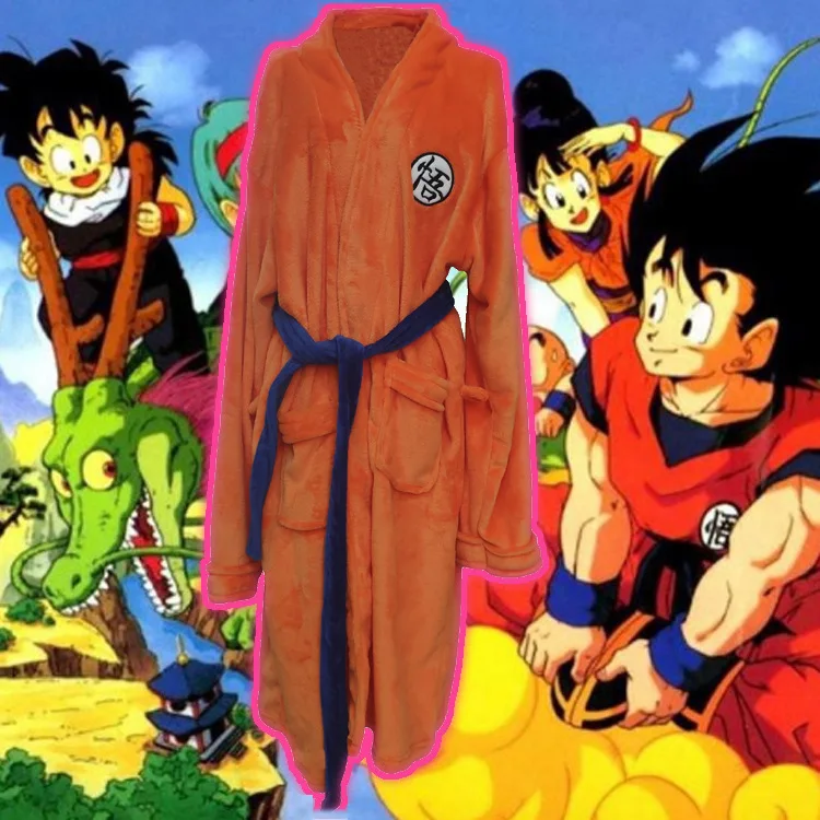 

Anime Dragon Ball Thermal Flannel Bathrobe Winter Men Thick Kimono Bath Robe Son Goku Cosplay Costumes Dressing Gown