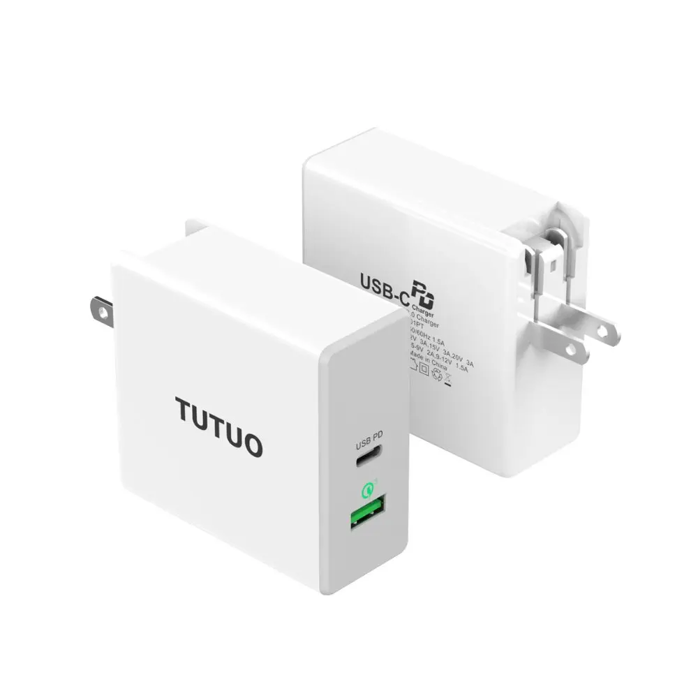 Фото Tutuo USB PD 60 Вт Быстрый Зарядное устройство для Macbook pro Тип c usb-c Быстрая зарядка Dual wall