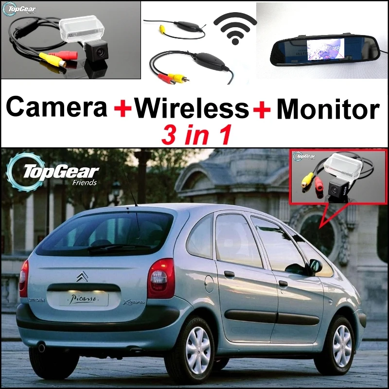Фото 3in1 Special Rear View Camera + Wireless Receiver Mirror Monitor Easy DIY Backup Parking System For Citroen Xsara Picasso MPV | Автомобили