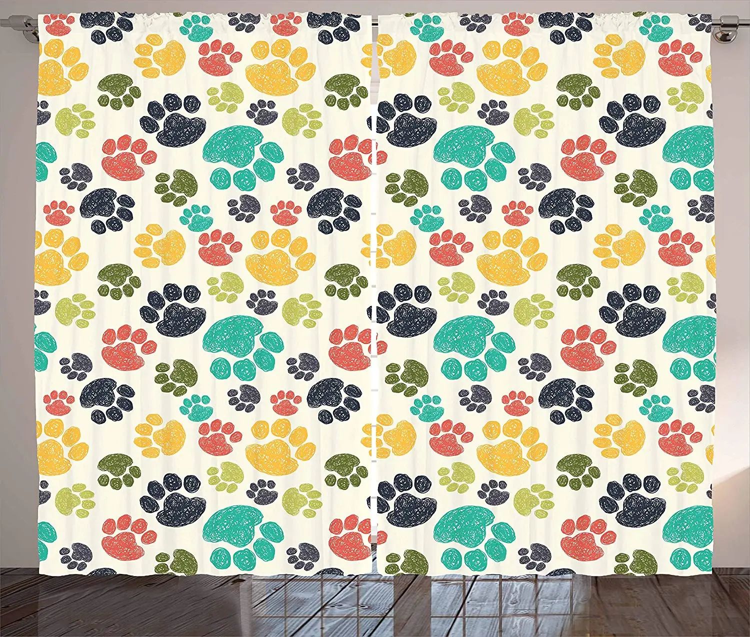Dog Lover Window Curtains Cute Hand Drawn Paw Print Doodles Circular Pattern Children Drawing Style Animal Living Room Bedroom
Dog Lover Window Curtains Cute Hand Drawn Paw Print Doodles Circular Pattern Children Drawing Style Animal Living Room Bedroom
