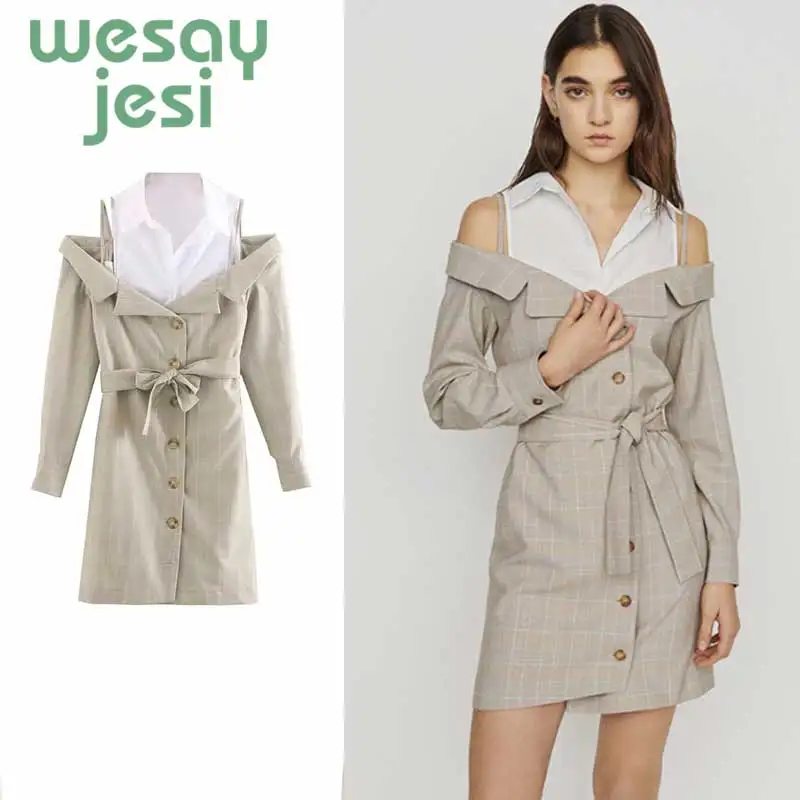 Elegant plaid fashion women dress Long sleeves A-line casual streetwear woman short Sashes Button dress autumn 2019
Elegant plaid fashion women dress Long sleeves A-line casual streetwear woman short Sashes Button dress autumn 2019